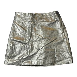 silver mini skirt